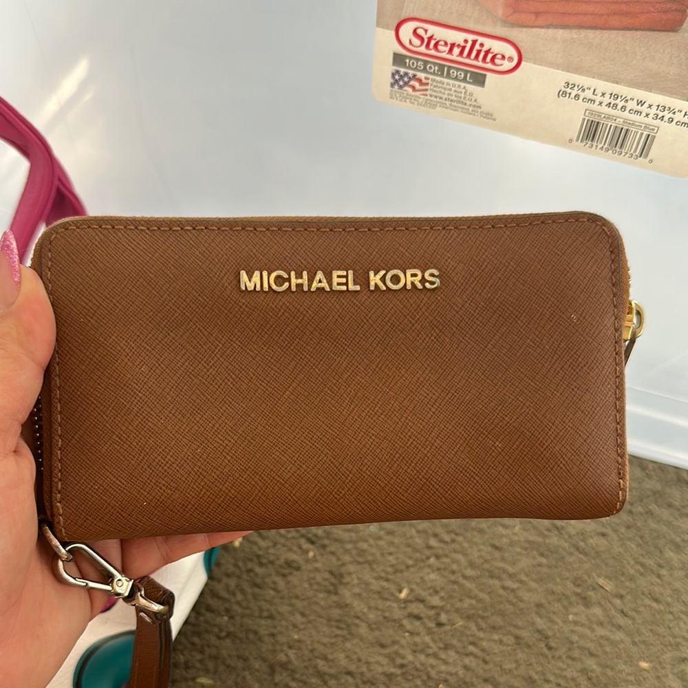 Michael Kors Tan Leather Wristlet